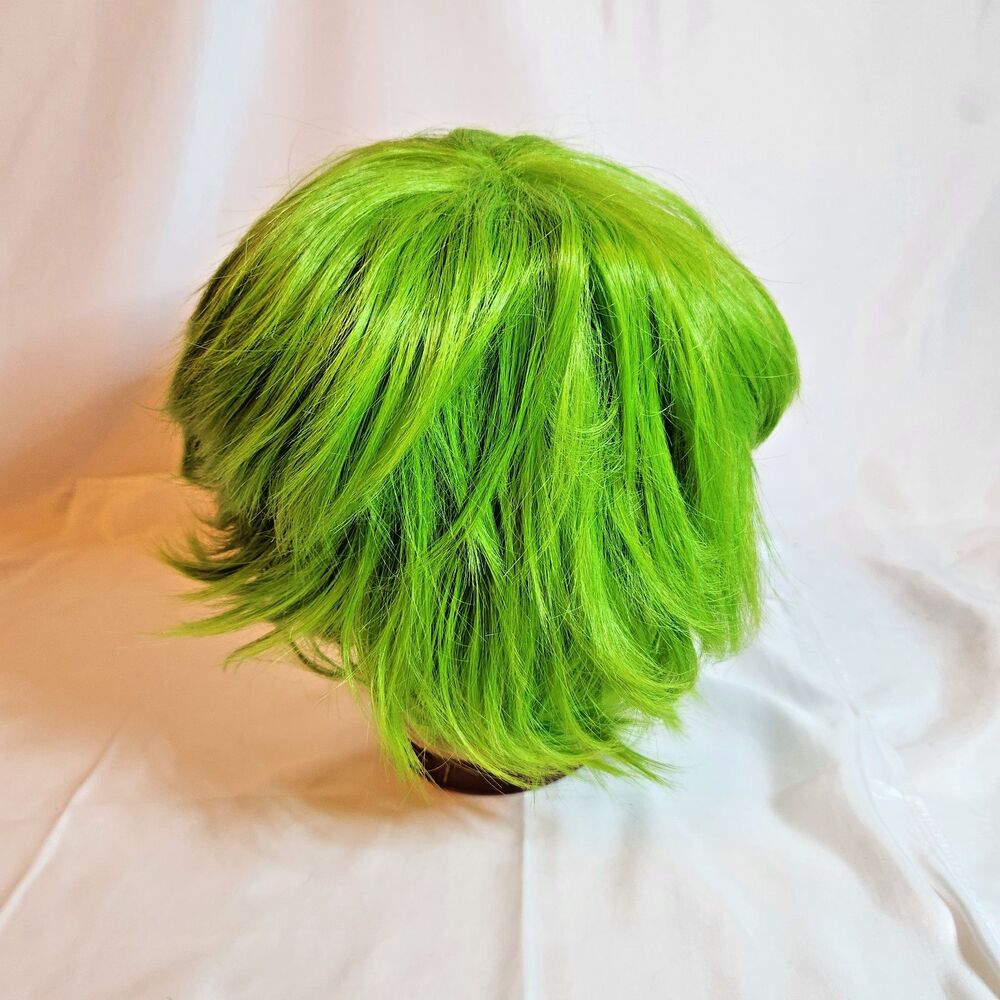 Bright Green Short Cosplay Wig With Bangs Anime Halloween Costume Adult - Picture 2 of 5
